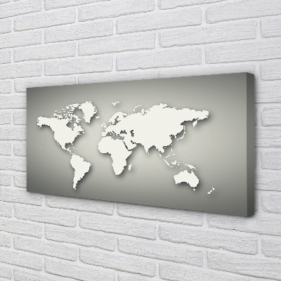 Obraz na płótnie Biała Mapa na Szarym Tle