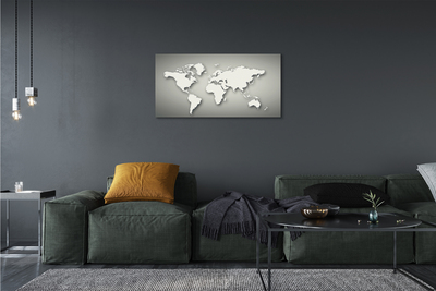 Obraz na płótnie Biała Mapa na Szarym Tle