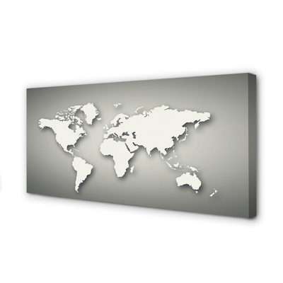 Obraz na płótnie Biała Mapa na Szarym Tle
