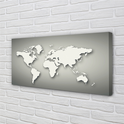 Obraz na płótnie Biała Mapa na Szarym Tle