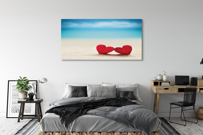 Obraz na płótnie Serca czerwone morze piasek