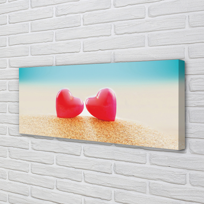 Obraz drukowany na płótnie Serca nad Morską Falą