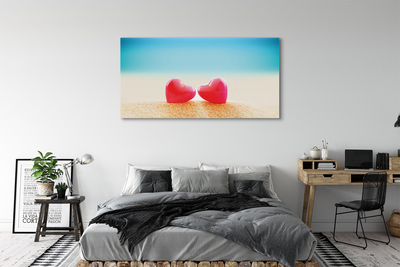 Obraz drukowany na płótnie Serca nad Morską Falą