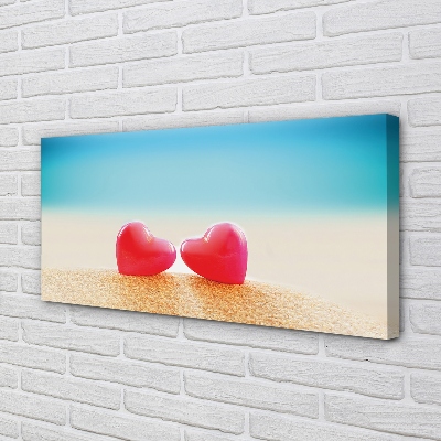 Obraz drukowany na płótnie Serca nad Morską Falą