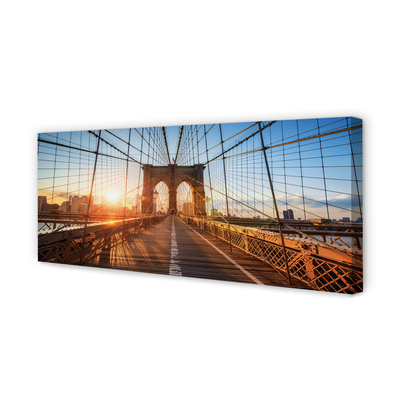 Obraz drukowany na płótnie Świt nad Mostem i Drapaczami Chmur