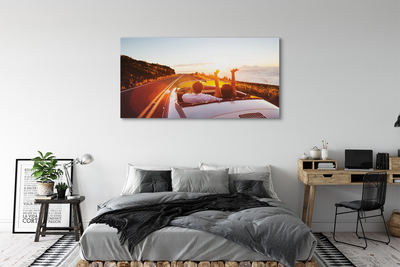 Obraz drukowany na płótnie Droga, Auto i Ludzie