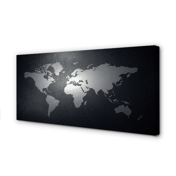 Obraz na płótnie Biała Mapa na Czarnym Tle