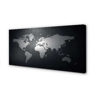 Obraz na płótnie Biała Mapa na Czarnym Tle