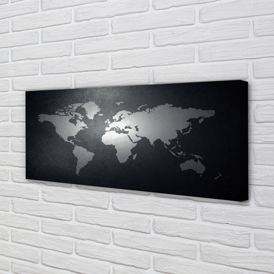 Obraz na płótnie Biała Mapa na Czarnym Tle