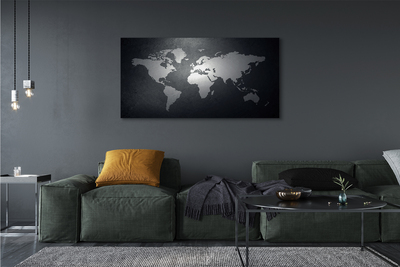 Obraz na płótnie Biała Mapa na Czarnym Tle