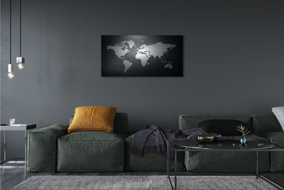 Obraz na płótnie Biała Mapa na Czarnym Tle