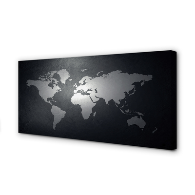 Obraz na płótnie Biała Mapa na Czarnym Tle