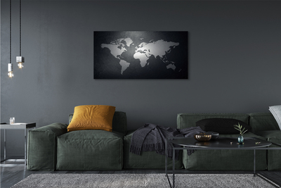 Obraz na płótnie Biała Mapa na Czarnym Tle