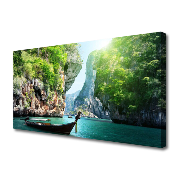 Obraz na płótnie Łódka na Górskim Jeziorze