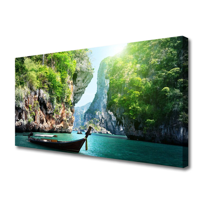 Obraz na płótnie Łódka na Górskim Jeziorze