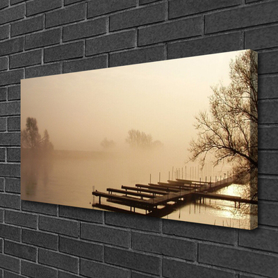Obraz na Płótnie Most Woda Mgła Krajobraz