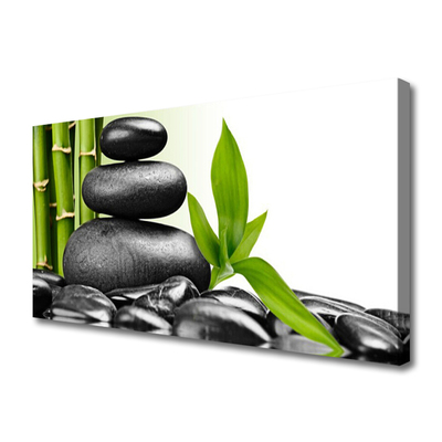 Obraz drukowany na płótnie Harmonia Natury: Kamienie i Liście