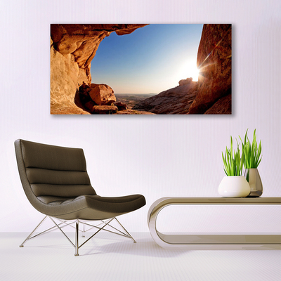 Obraz drukowany na płótnie Słoneczne Skały nad Horyzontem