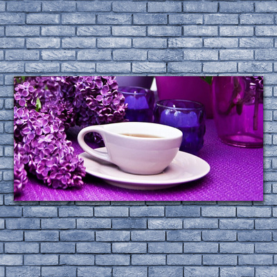 Zdjęcie na płótnie Poranna Kawa wśród Kwiatów