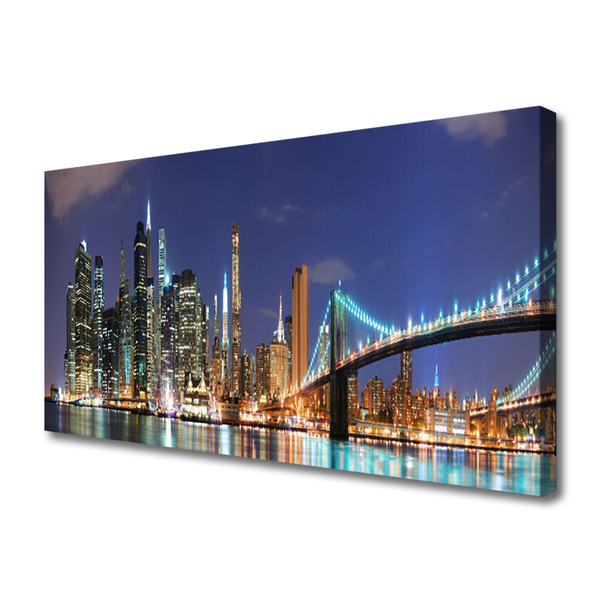 Obraz canvas na ścianę Wieczorne Światła nad Mostem