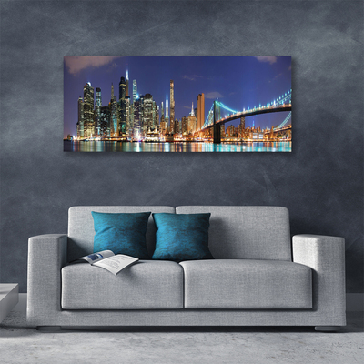 Obraz canvas na ścianę Wieczorne Światła nad Mostem