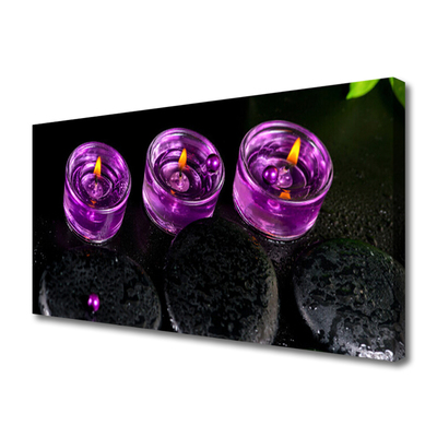 Obraz na płótnie Płomień Świecy i Kamienie