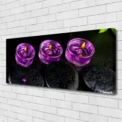 Obraz na płótnie Płomień Świecy i Kamienie