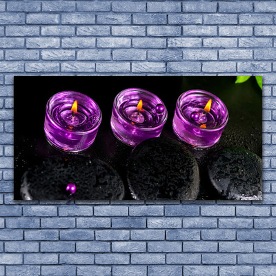 Obraz na płótnie Płomień Świecy i Kamienie