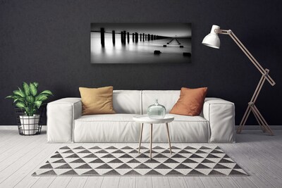 Obraz na płótnie Drewniane Molo we Mgle