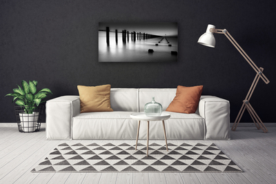 Obraz na płótnie Drewniane Molo we Mgle