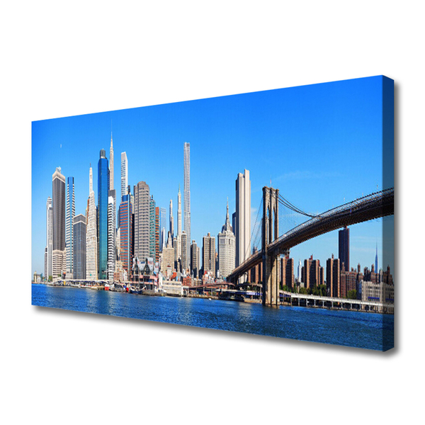 Zdjęcie na płótnie Sylwetka Mostu nad Rzeką