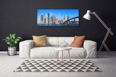 Zdjęcie na płótnie Sylwetka Mostu nad Rzeką