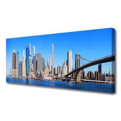 Zdjęcie na płótnie Sylwetka Mostu nad Rzeką