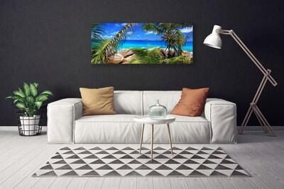 Obraz na płótnie Liście na Tle Skał