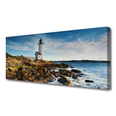 Obraz canvas Klasyczna Latarnia na Brzegu