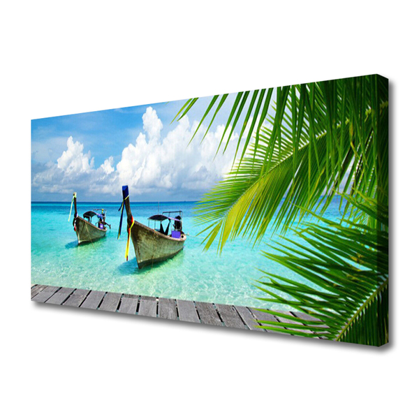 Obraz canvas Kolorowe Łodzie na Falach