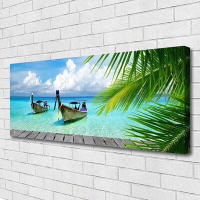 Obraz canvas Kolorowe Łodzie na Falach