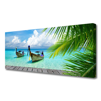 Obraz canvas Kolorowe Łodzie na Falach