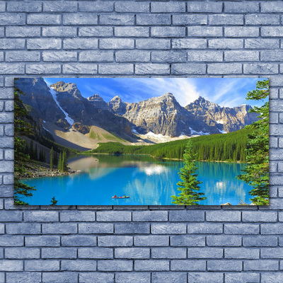 Duży obraz na płótnie Leśne Jezioro u Stóp Gór