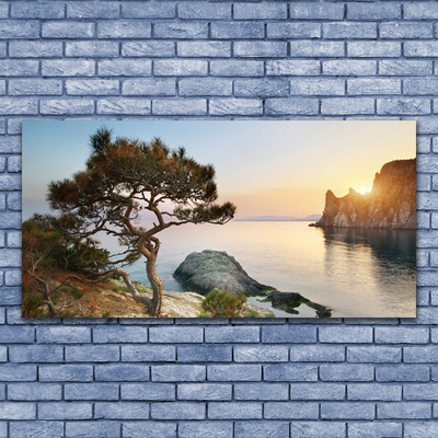 Obraz canvas Pejzaż z Drzewem nad Wodą