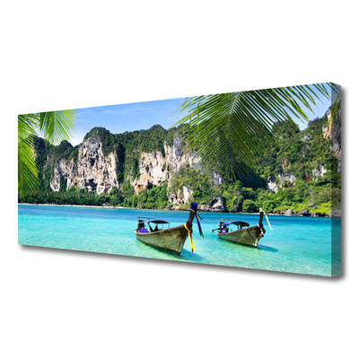 Obraz canvas Kolorowe Łodzie na Falach