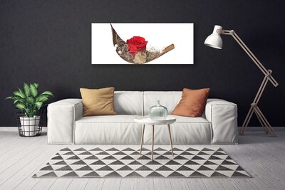 Obraz canvas Czerwona Róża w Kroplach Rosy