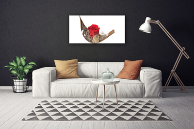 Obraz canvas Czerwona Róża w Kroplach Rosy