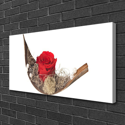 Obraz canvas Czerwona Róża w Kroplach Rosy