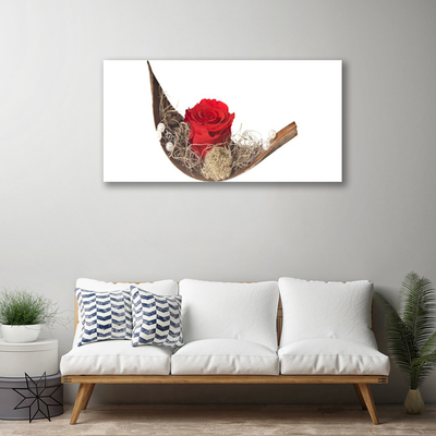 Obraz canvas Czerwona Róża w Kroplach Rosy