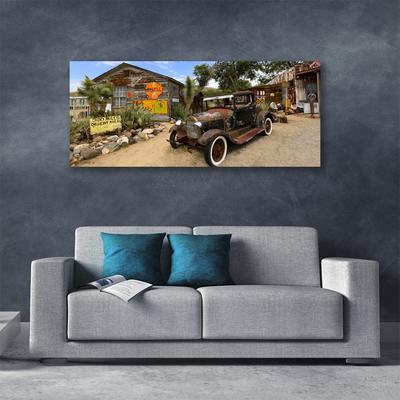 Obraz canvas Zabytkowe Auto na tle Kamienic