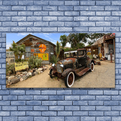 Obraz canvas Zabytkowe Auto na tle Kamienic