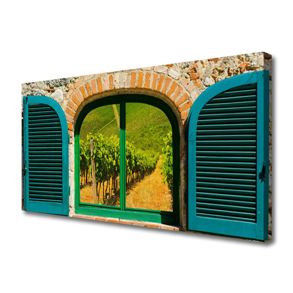 Fotoobraz na płótnie Widok przez Okno na Pola