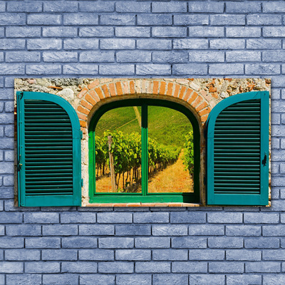 Fotoobraz na płótnie Widok przez Okno na Pola