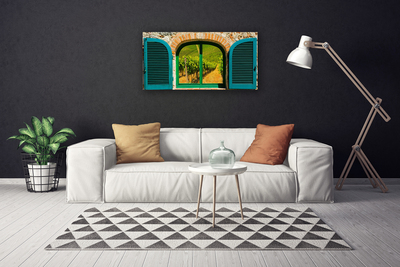 Fotoobraz na płótnie Widok przez Okno na Pola